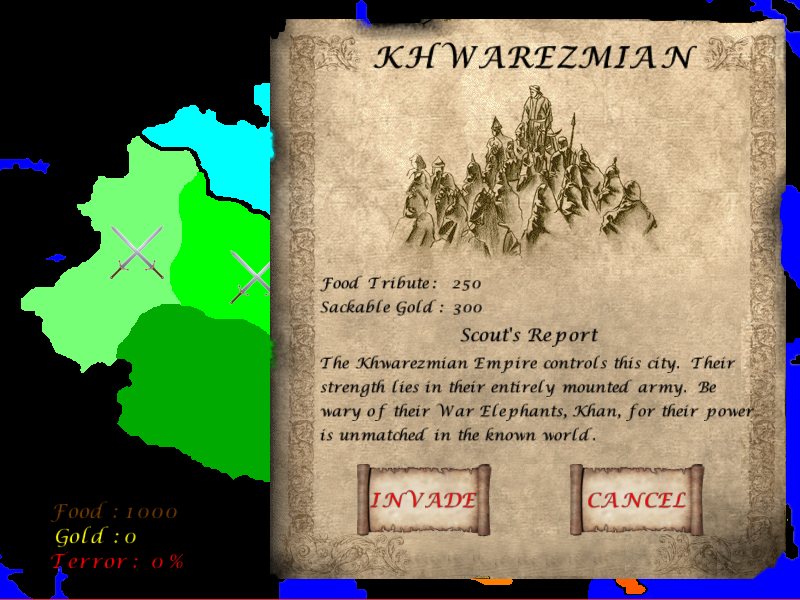Khanquest map selection screenshot